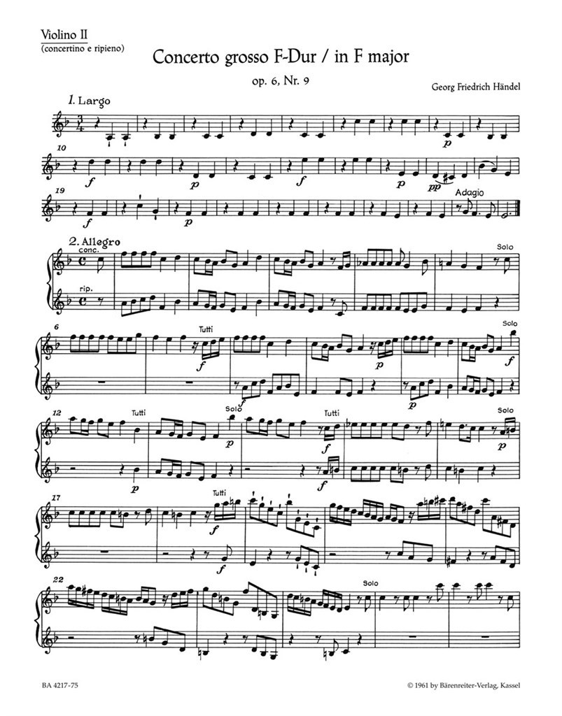 Concerto grosso in F major Op.6/9 (HWV 327)